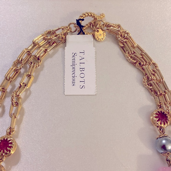 NWT Talbots semiprecious multi colored gold tone 2 strand necklace - Picture 5 of 8